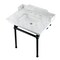 Kingston Brass 30 Carrara Marble Console Sink with Brass Legs, Marble WhiteMatte Black LMS3030MBSQ0 - alternate 1